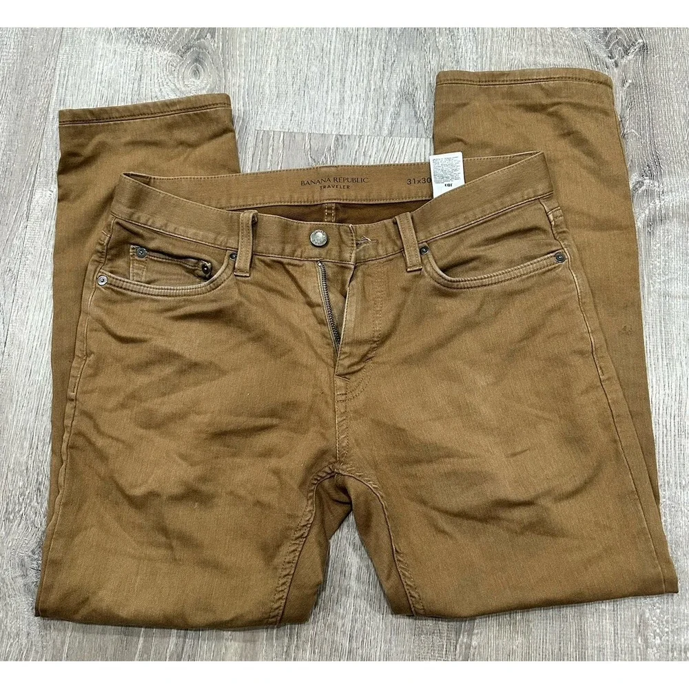 Banana Republic Jeans Mens 31x30 Traveler Slim Light Toffee‎ Low Rise Pants